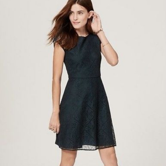LOFT Dresses & Skirts - 🎁Ann Taylor Loft Hunter Green Flare Lace Dress